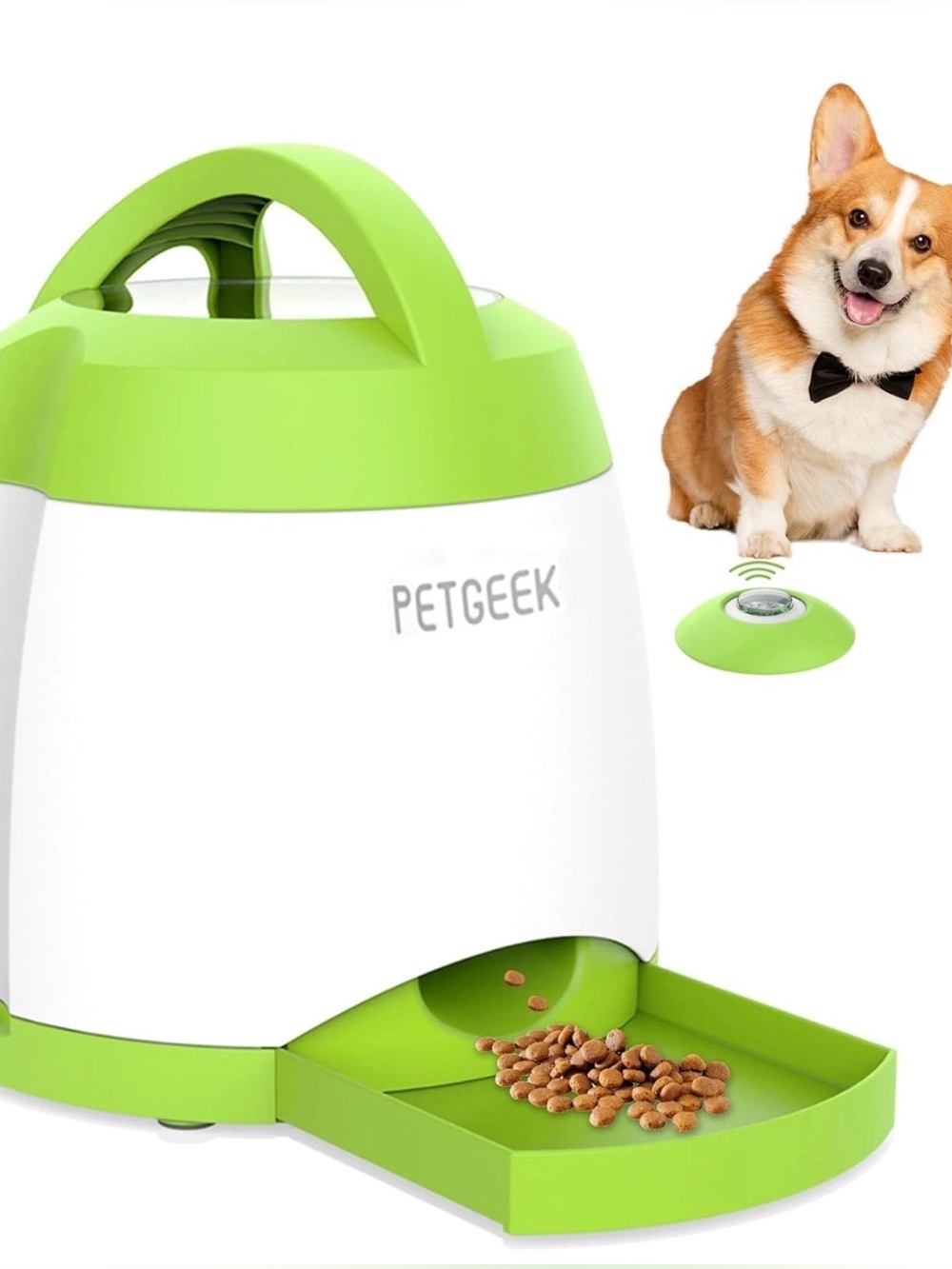 Dog Treat Dispenser w/ Button Automatic Dog Feeder Remote Control IQ Training